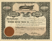 Wonder Motor Truck Co., - Stock Certificate